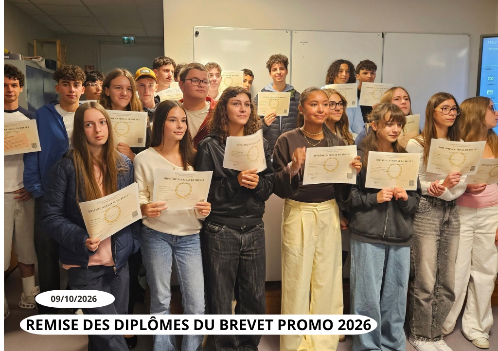 Remise des diplômes du brevet session 2026